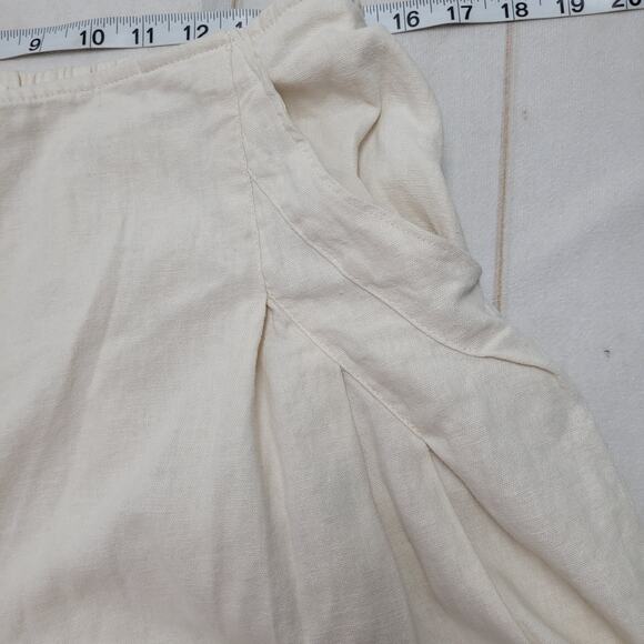 Flint and Moss linen high rise wide leg cream pants lagenlook - Picture 8 of 10